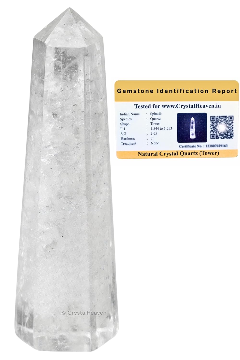 Crystal Heaven Certified Clear Quartz Crystal Tower Obelisk Point For Chakra, Healing And Balancing - AAA Grade Original Certified Gemstone Agate For Reiki Meditation Yoga Spiritual (2-3 Inches)