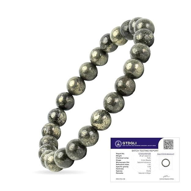 Astrotalk Raw Pyrite Bracelet | Certificate of Authenticity | Attracts Money and Boost Confidence | Astrology Bracelet for Men and Women | Beautifully Crafted with Healing Crystals